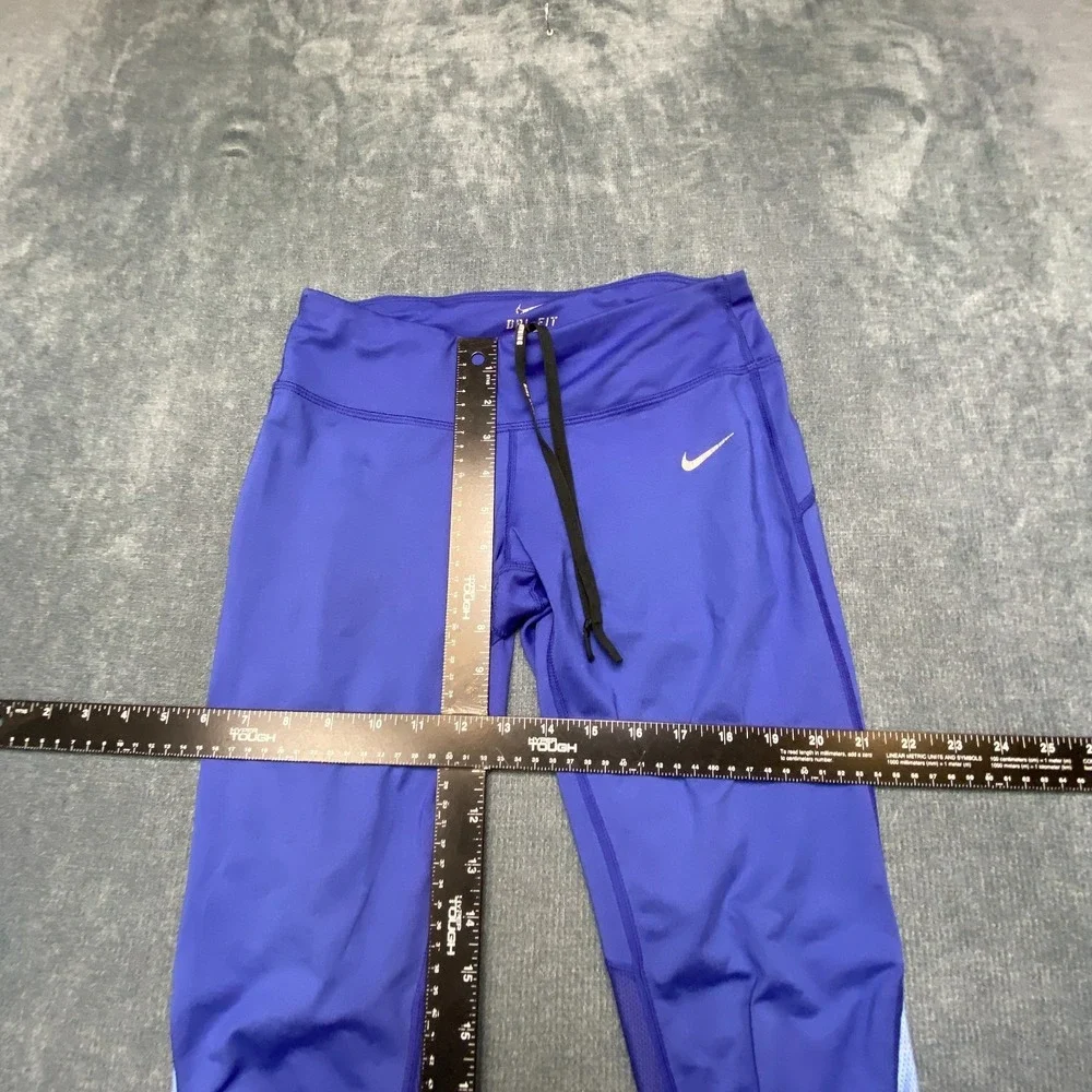 Nike Dri Fit Capri Leggings Womens Small Purple Stretch Running Zipper Pocket